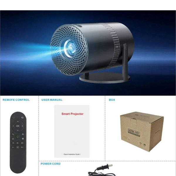 Android projector with 8K decoding - Portable home theater projector with WiFi connectivity and smart streaming features