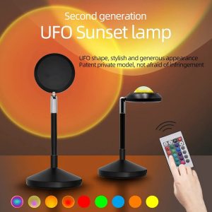 USB LED Projector Night Light – RGB Sunset Atmosphere Lamp with Remote Control for Room Decoration & Photography